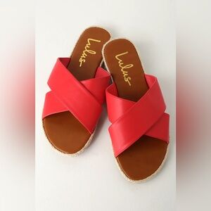 New! Lulu’s Koren Red Espadrille Slide 6.5 Woman’s